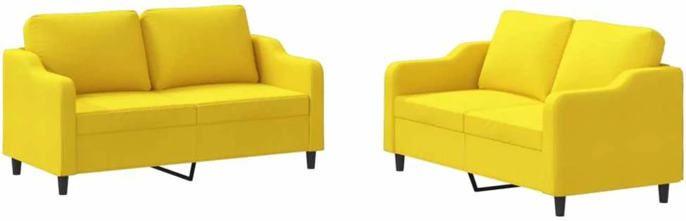 Sofa Sofos komplektas su pagalvėlėmis, 2 dalių, geltonas, audinys