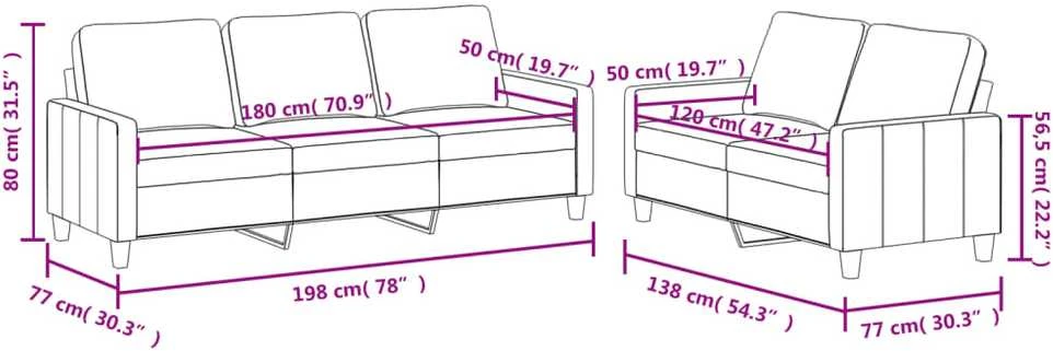 Sofa Sofos komplektas su pagalvėlėmis, 2 dalių, pilkas, dirbtinė oda