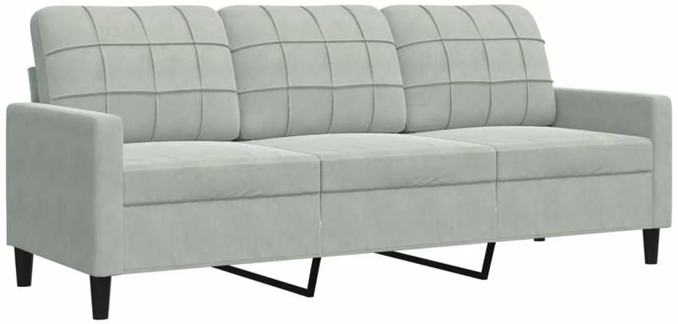 Sofa Sofos komplektas su pagalvėlėmis, 2 dalių, pilkas, aksomas