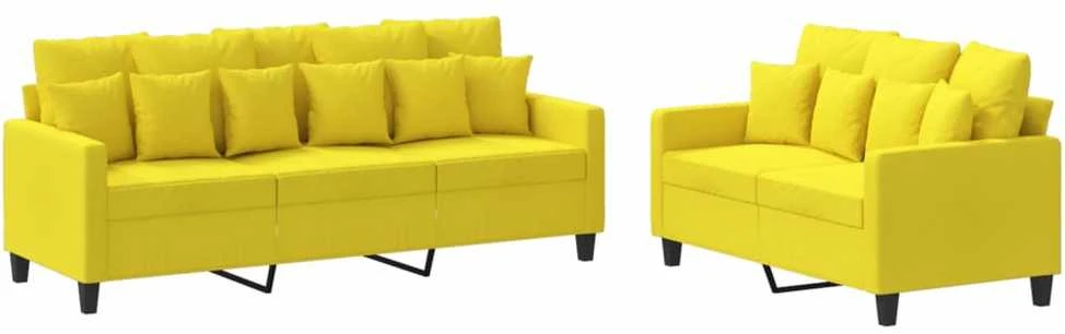 Sofa Sofos komplektas su pagalvėlėmis, 2 dalių, geltonas, audinys