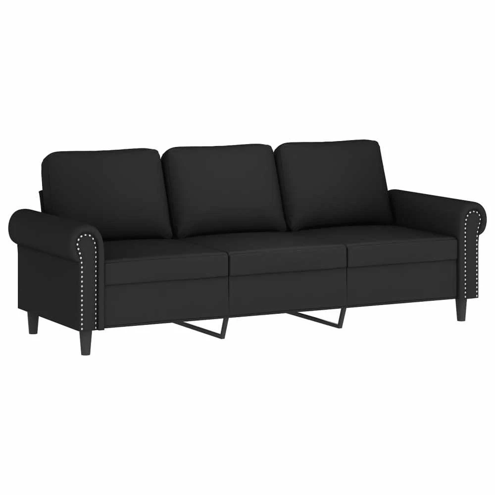 Sofa Sofos komplektas su pagalvėlėmis, 2 dalių, juodas, aksomas