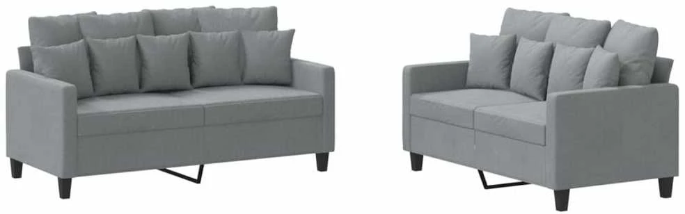 Sofa Sofos komplektas su pagalvėlėmis, 2 dalių, pilkas, audinys