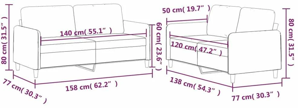 Sofa Sofos komplektas su pagalvėlėmis, 2 dalių, taupe, audinys