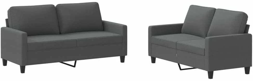 Sofa Sofos komplektas su pagalvėlėmis, 2 dalių, pilkas, audinys
