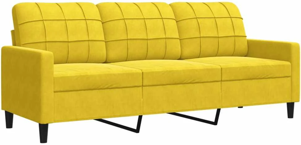 Sofa Sofos komplektas su pagalvėlėmis, 2 dalių, geltonas, aksomas