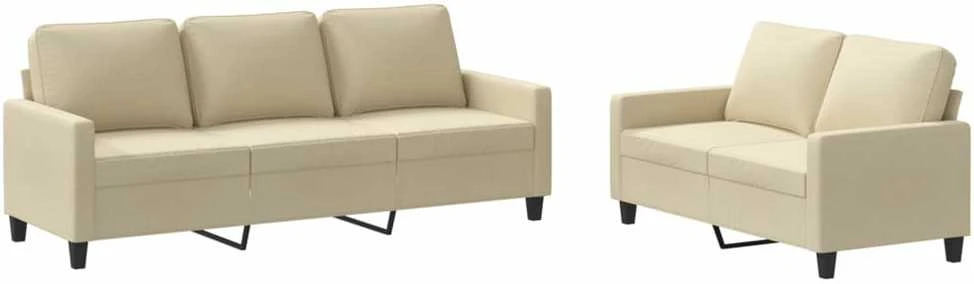 Sofa Sofos komplektas su pagalvėlėmis, 2 dalių, kreminis, audinys