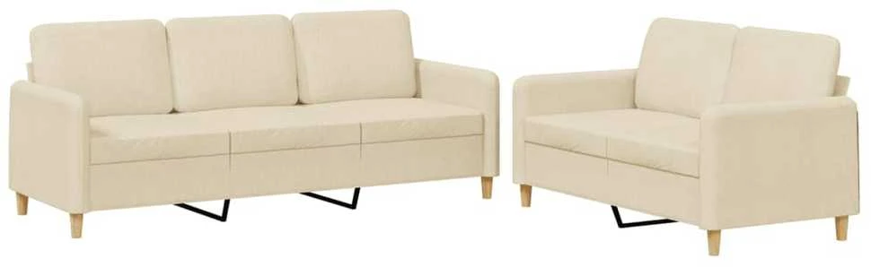 Sofa Sofos komplektas su pagalvėlėmis, 2 dalių, kreminis, audinys
