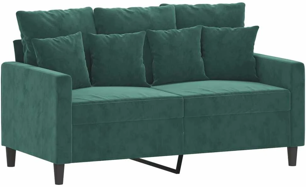 Sofa Sofos komplektas su pagalvėlėmis, 2 dalių, žalias, aksomas
