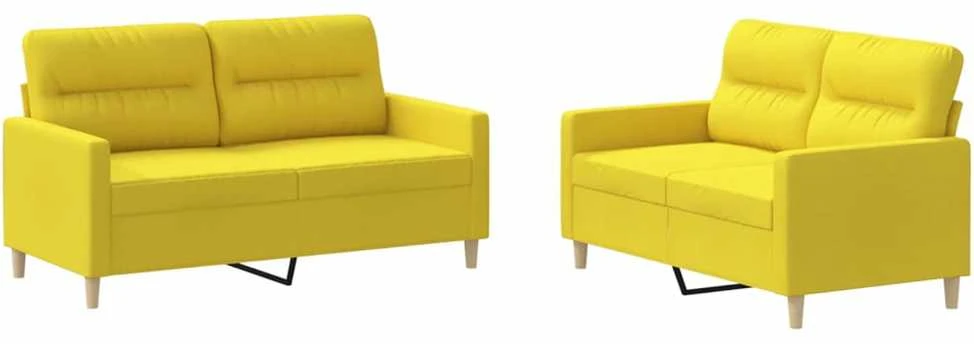 Sofa Sofos komplektas su pagalvėlėmis, 2 dalių, geltonas, audinys
