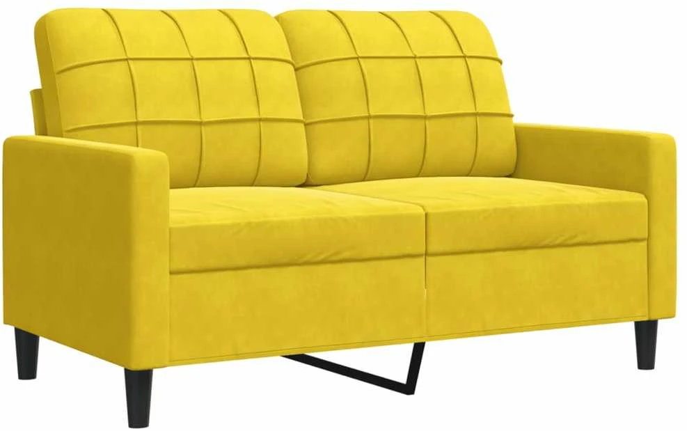 Sofa Sofos komplektas su pagalvėlėmis, 2 dalių, geltonas, aksomas