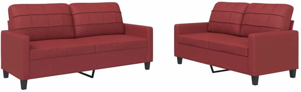 Sofa Sofos komplektas su pagalvėlėmis, 2 dalių, vyno, dirbtinė oda