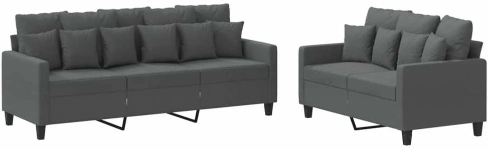 Sofa Sofos komplektas su pagalvėlėmis, 2 dalių, pilkas, audinys