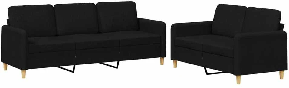 Sofa Sofos komplektas su pagalvėlėmis, 2 dalių, juodas, audinys