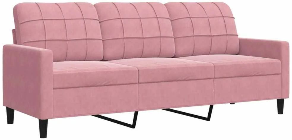 Sofa Sofos komplektas su pagalvėlėmis, 2 dalių, rožinis, aksomas
