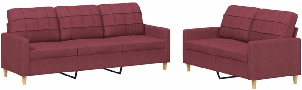 Sofa Sofos komplektas su pagalvėlėmis, 2 dalių, vyno, audinys