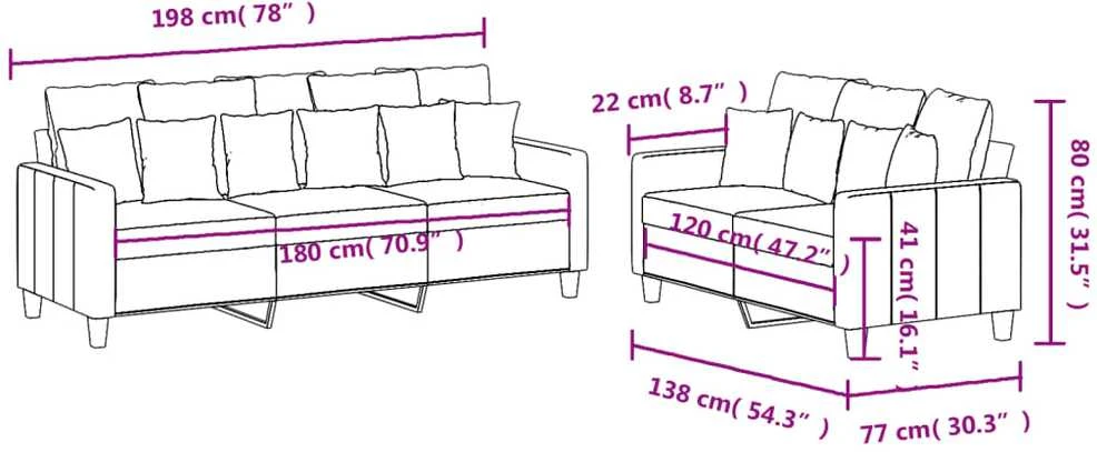 Sofa Sofos komplektas su pagalvėlėmis, 2 dalių, geltonas, audinys