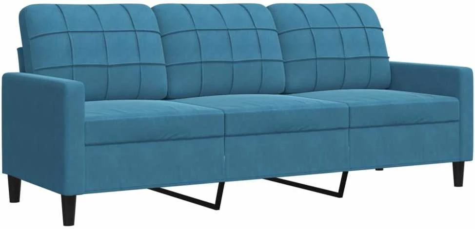 Sofa Sofos komplektas su pagalvėlėmis, 2 dalių, mėlynas, aksomas
