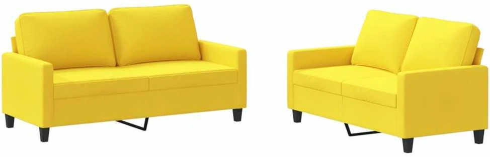 Sofa Sofos komplektas su pagalvėlėmis, 2 dalių, geltonas, audinys