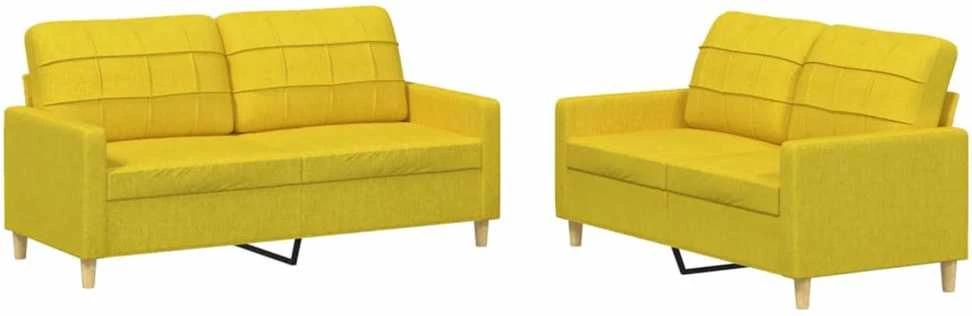 Sofa Sofos komplektas su pagalvėlėmis, 2 dalių, geltonas, audinys