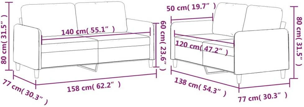 Sofa Sofos komplektas su pagalvėlėmis, 2 dalių, pilkas, audinys