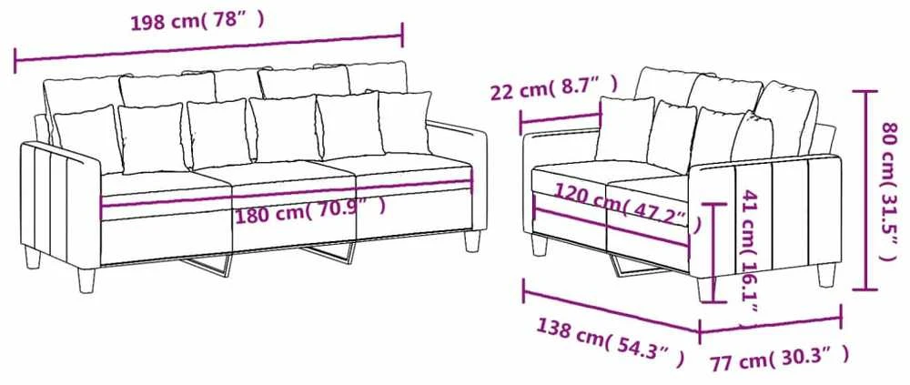 Sofa Sofos komplektas su pagalvėlėmis, 2 dalių, pilkas, audinys