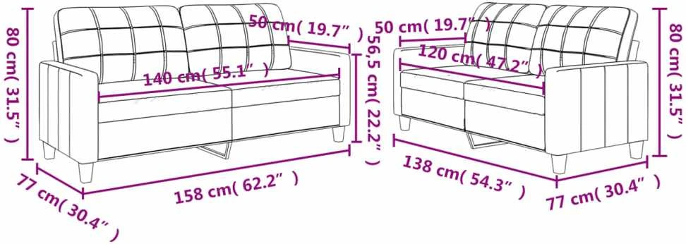Sofa Sofos komplektas su pagalvėlėmis, 2 dalių, vyno, dirbtinė oda