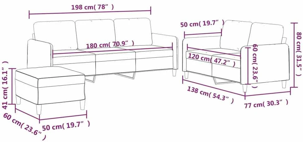 Sofa Sofos komplektas su pagalvėlėmis, 3 dalių, taupe, audinys