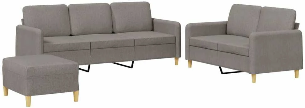Sofa Sofos komplektas su pagalvėlėmis, 3 dalių, taupe, audinys