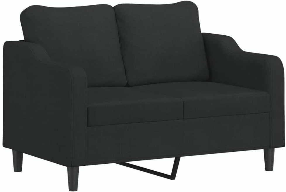 Sofa Sofos komplektas su pagalvėlėmis, 3 dalių, juodas, audinys