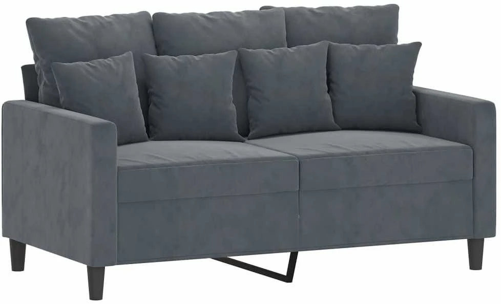 Sofa Sofos komplektas su pagalvėlėmis, 3 dalių, pilkas, aksomas