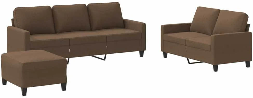 Sofa Sofos komplektas su pagalvėlėmis, 3 dalių, rudas, audinys