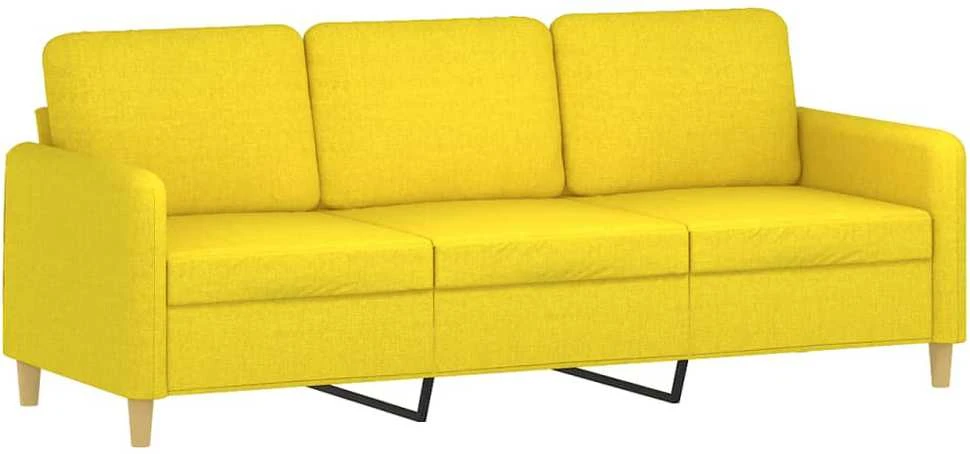 Sofa Sofos komplektas su pagalvėlėmis, 3 dalių, geltonas, audinys