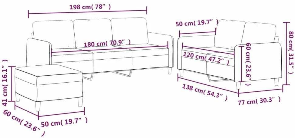 Sofa Sofos komplektas su pagalvėlėmis, 3 dalių, juodas, audinys