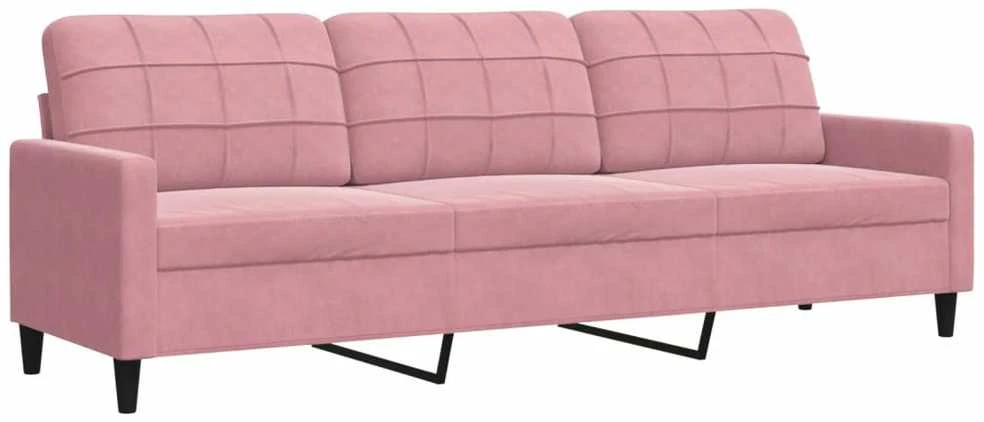 Sofa Sofos komplektas su pagalvėlėmis, 3 dalių, rožinis, aksomas