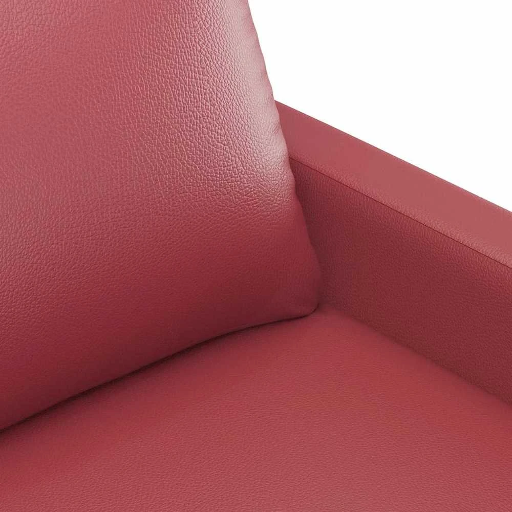 Sofa Sofos komplektas su pagalvėlėmis, 3 dalių, vyno, dirbtinė oda