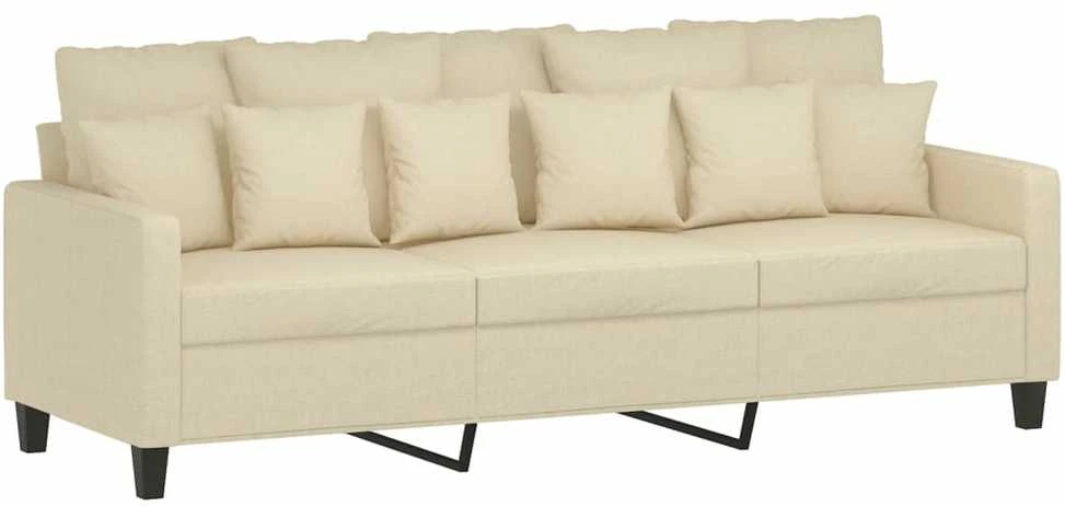 Sofa Sofos komplektas su pagalvėlėmis, 3 dalių, kreminis, audinys