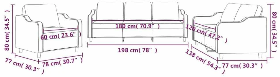 Sofa Sofos komplektas su pagalvėlėmis, 3 dalių, juodas, audinys