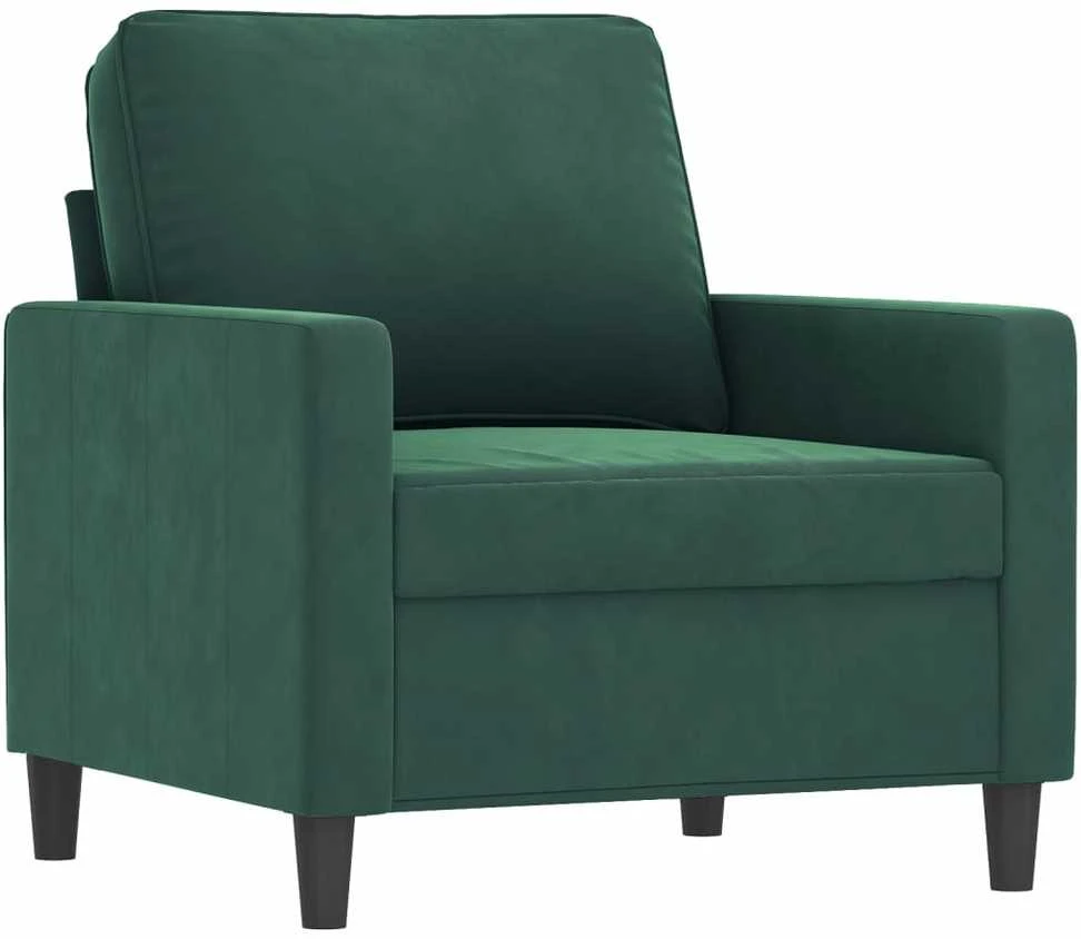Sofa Sofos komplektas su pagalvėlėmis, 3 dalių, žalias, aksomas