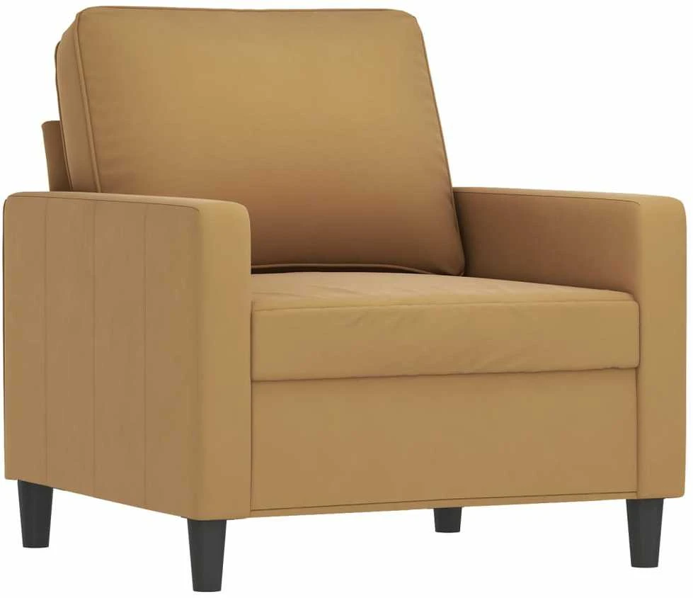 Sofa Sofos komplektas su pagalvėlėmis, 3 dalių, rudas, aksomas