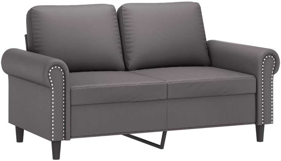 Sofa Sofos komplektas su pagalvėlėmis, 3 dalių, pilkas, dirbtinė oda