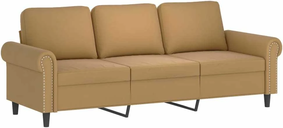 Sofa Sofos komplektas su pagalvėlėmis, 3 dalių, rudas, aksomas