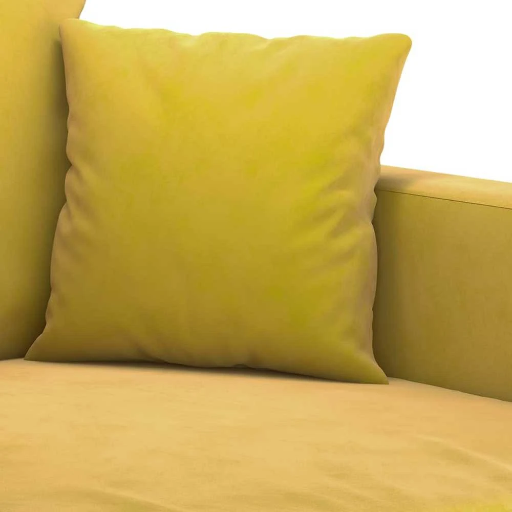 Sofa Sofos komplektas su pagalvėlėmis, 3 dalių, geltonas, aksomas