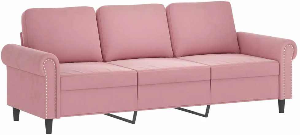 Sofa Sofos komplektas su pagalvėlėmis, 3 dalių, rožinis, aksomas