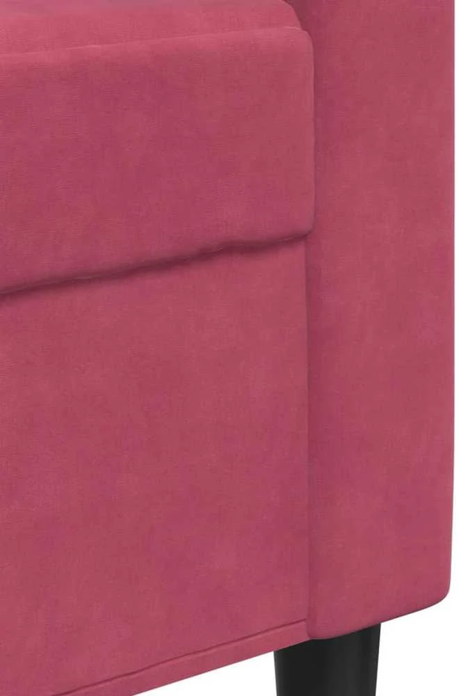 Sofa Sofos komplektas su pagalvėlėmis, 3 dalių, vyno, aksomas