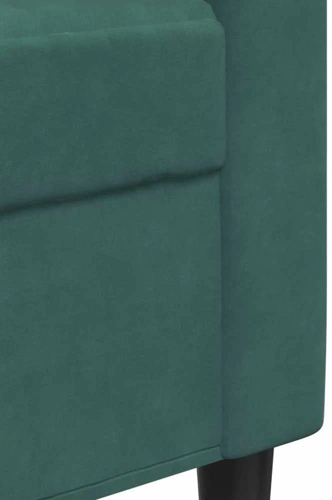 Sofa Sofos komplektas su pagalvėlėmis, 3 dalių, žalias, aksomas