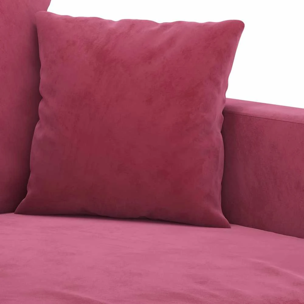 Sofa Sofos komplektas su pagalvėlėmis, 3 dalių, vyno, aksomas