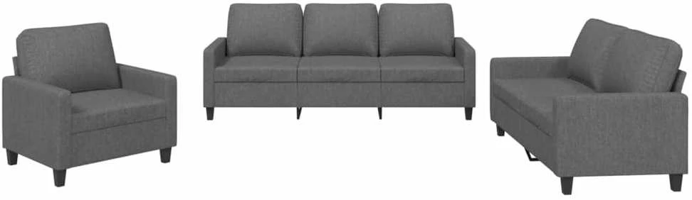 Sofa Sofos komplektas su pagalvėlėmis, 3 dalių, pilkas, audinys