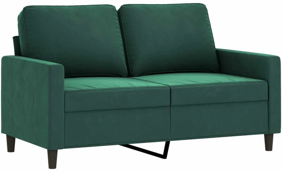 Sofa Sofos komplektas su pagalvėlėmis, 3 dalių, žalias, aksomas