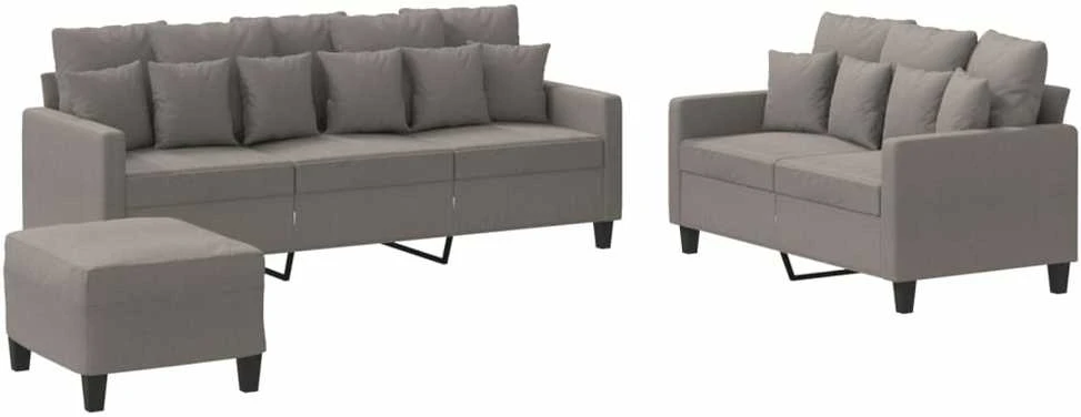 Sofa Sofos komplektas su pagalvėlėmis, 3 dalių, taupe, audinys