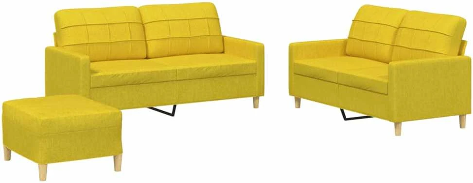 Sofa Sofos komplektas su pagalvėlėmis, 3 dalių, geltonas, audinys